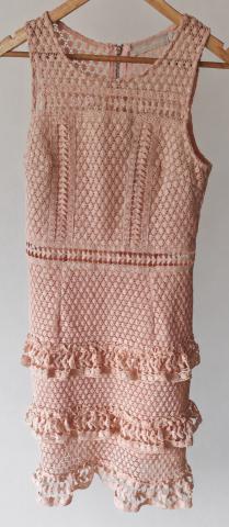 Romantyczna koronkowa sukienka w stylu vintage / boho — pudrowy róż, rozmiar M/L